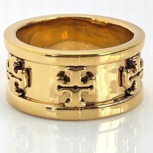 NWT Tory Burch Miller Raised Logo Ring Sz 7 Band Rtl $110